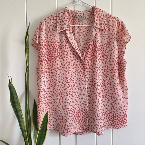 $10 SALE Sleeveless Top Blush Pink Peach Button Down Collar WORTHINGTON - Picture 9 of 9